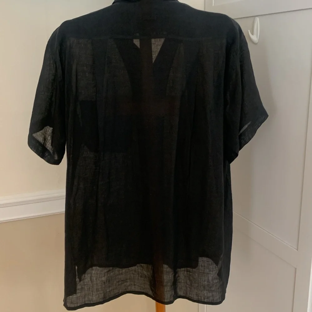 G. Gucci Linen Short Sleeve Shirt Black 16/41 Vintage